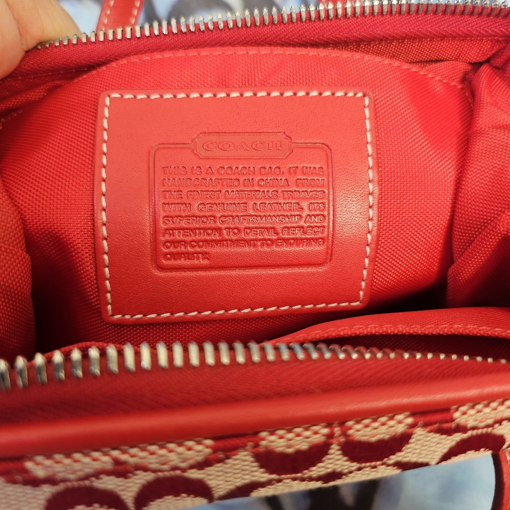 EUC Coach Red&Cream Signature Mini Satchel - Picture 6 of 15